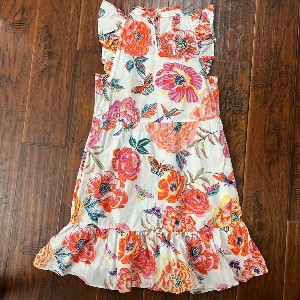 Banjanan White Poppy Bulbul Dress with Belt – Size Large